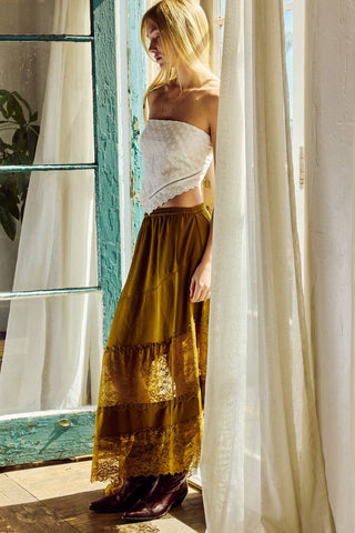 Freebird Satin Lace A-Line Skirt