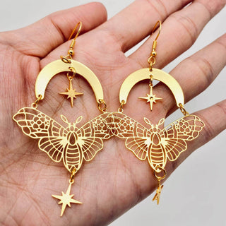 Moth Moon & Star Earrings