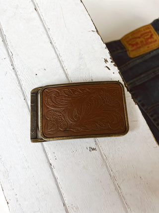 Embossed Leather Belt Buckle