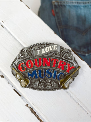 I Love Country Music Belt Buckle