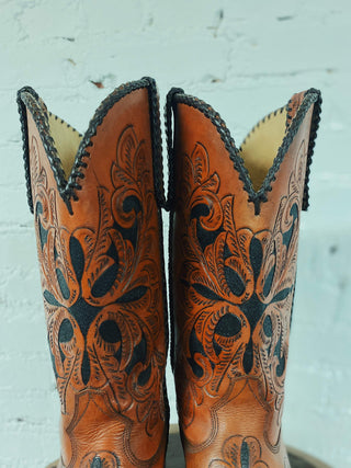 Hand Tooled Boots M Size 9.5/ W Size 11