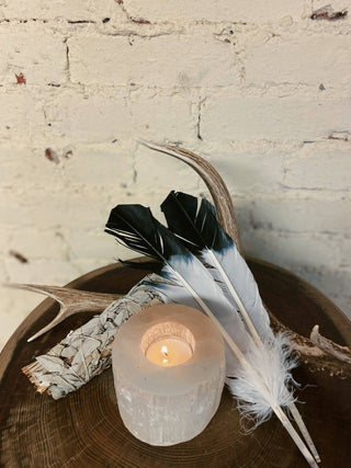 Selenite Candle Holder